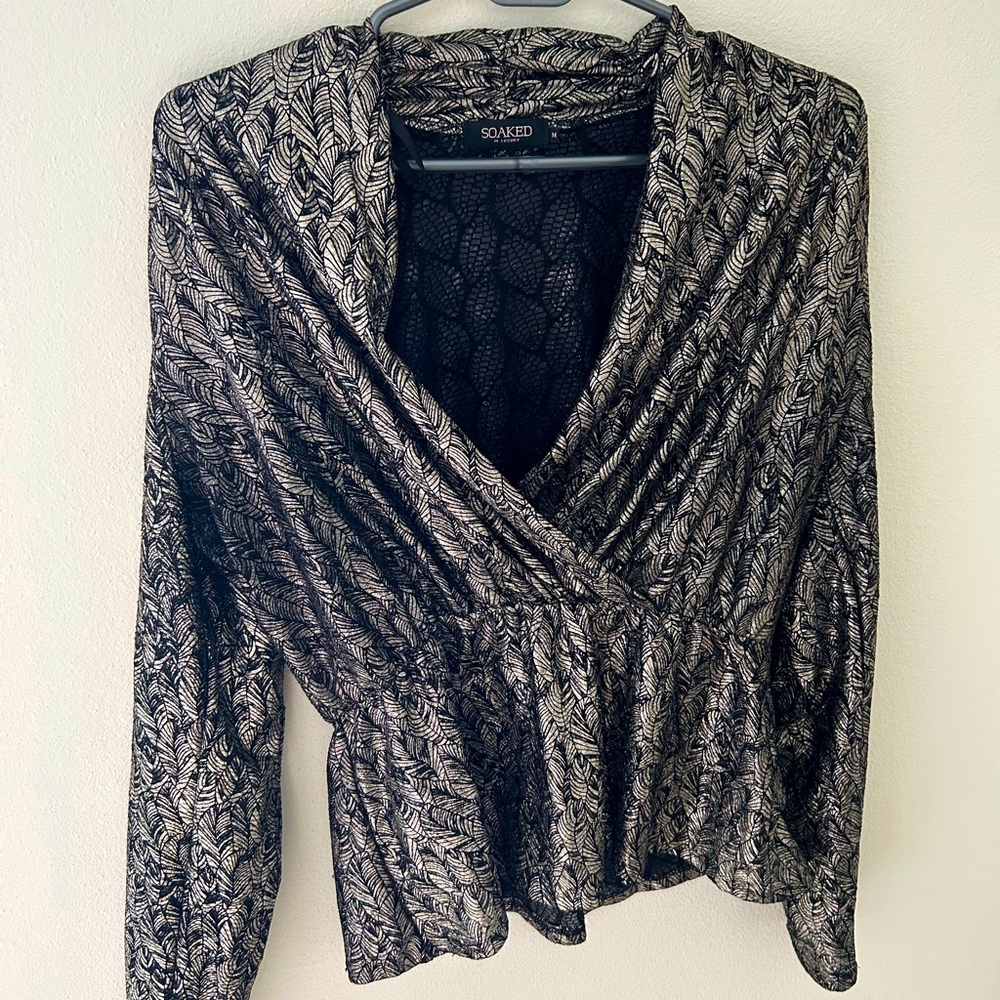 Golden metallic cinch top